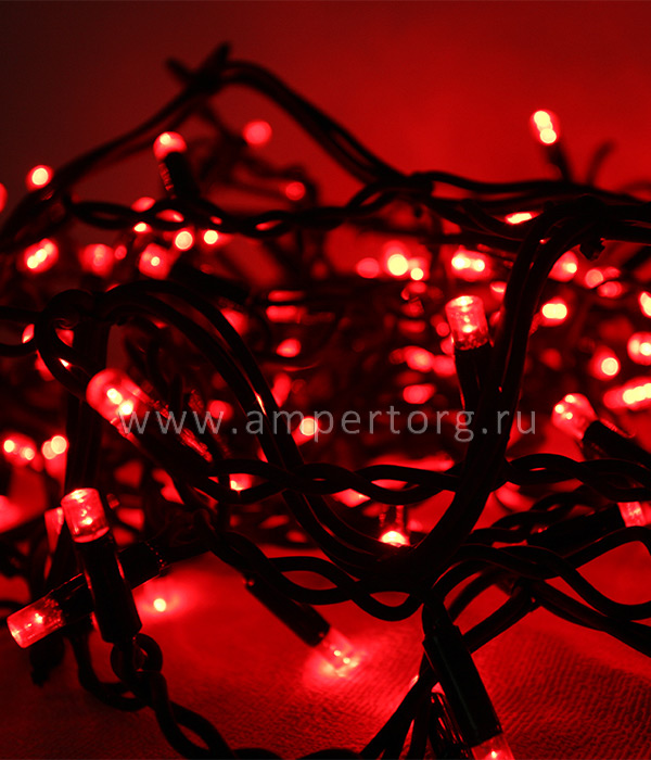 картинка Светодиодная нить с мерцанием 10м, 220-230V, черный провод,цвет красный(арт.LL100BL-1-2R) от интернет магазина Ampertorg