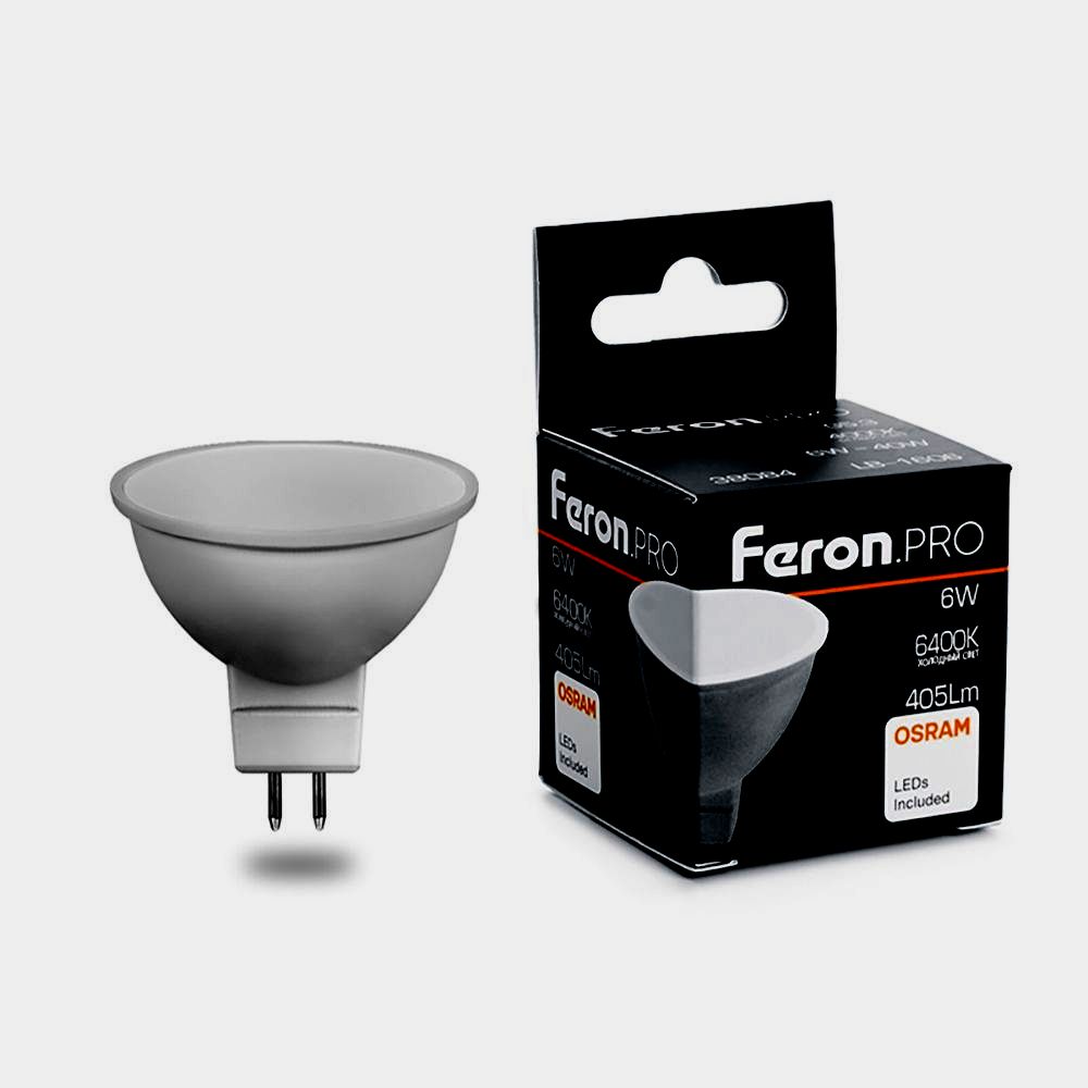 картинка Светодиодная лампа Feron PRO LB-1606 (6W) 230V G5.3 6400K MR16 OSRAM LED 38085 от интернет магазина Ampertorg