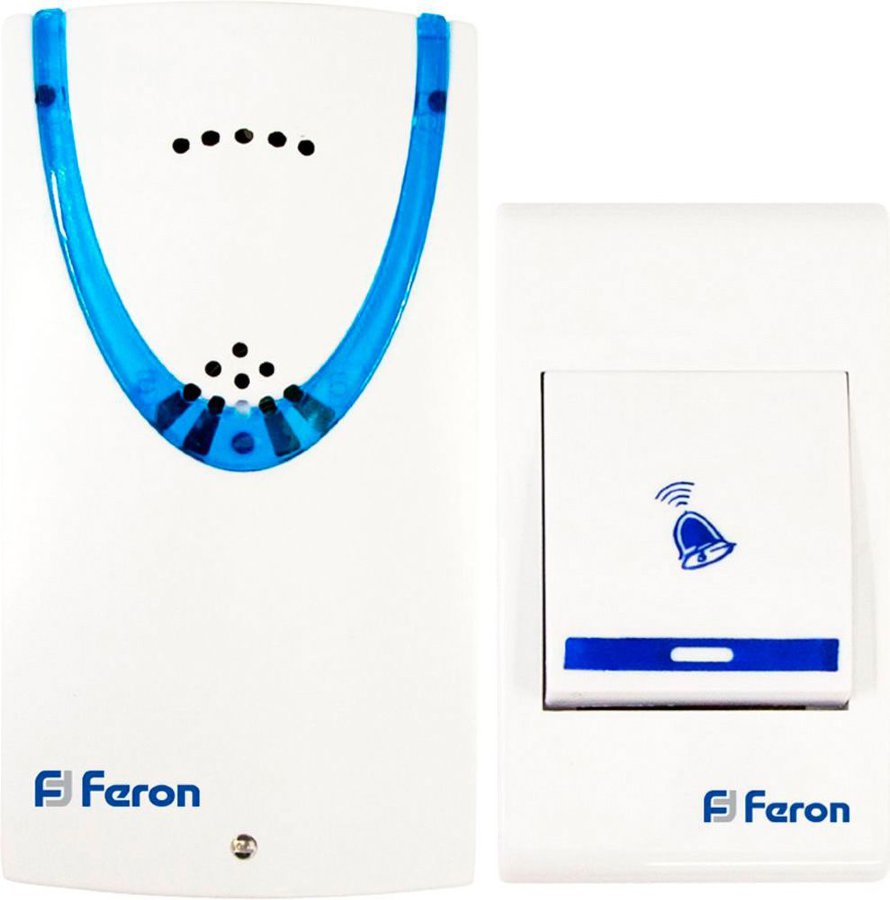 картинка Звонок дверной беспроводной,Цвет- белый, синий E-222 (арт. 23678) от интернет магазина Ampertorg