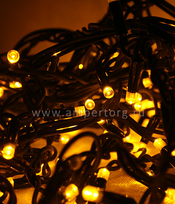 картинка Светодиодная нить с мерцанием 10м, 220-230V, черный провод,цвет желтый(арт.LL100BL-1-2Y) от интернет магазина Ampertorg
