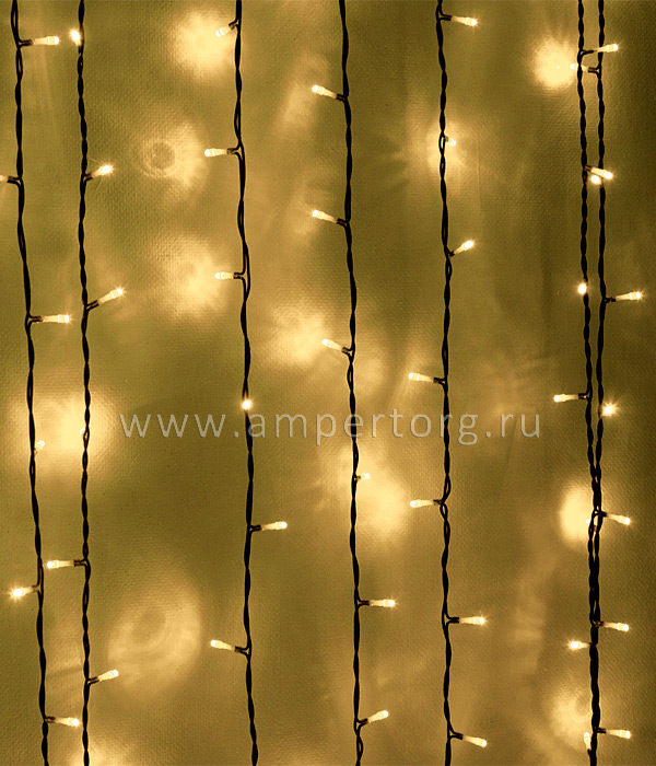 картинка Светодиодный занавес 2x1м, черный провод,теплый белый свет(арт.PCL202-11-2WW) от интернет магазина Ampertorg