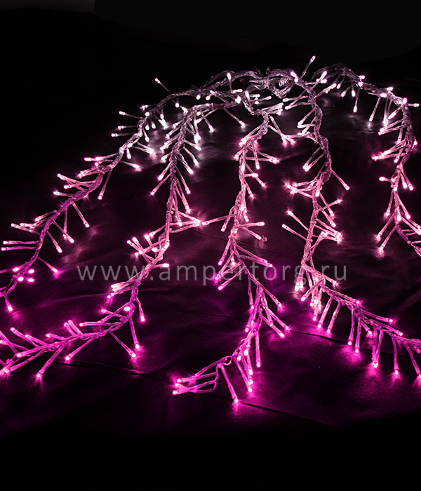 картинка Новогодняя гирлянда бахрома бегущий огонь. Размер 2 x 1 м. Цвет свечения белый-светло розовый-розовый. (арт.ESI320-SH10-1WP) от интернет магазина Ampertorg