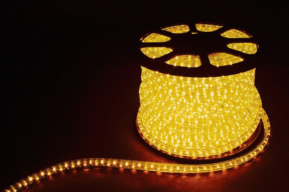 картинка Дюралайт светодиодный Feron LED-R2W 2-х жильный,желтый,1,44Вт/м,36LED/м,100м,220V(арт.26062) от интернет магазина Ampertorg