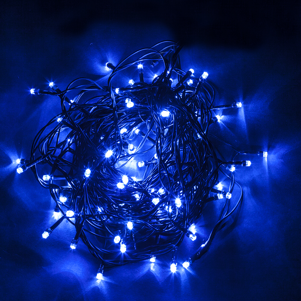 картинка Гирлянда линейная CL06 , 200 LED синий, 20м +1.5м (с контроллером) зеленый шнур от интернет магазина Ampertorg