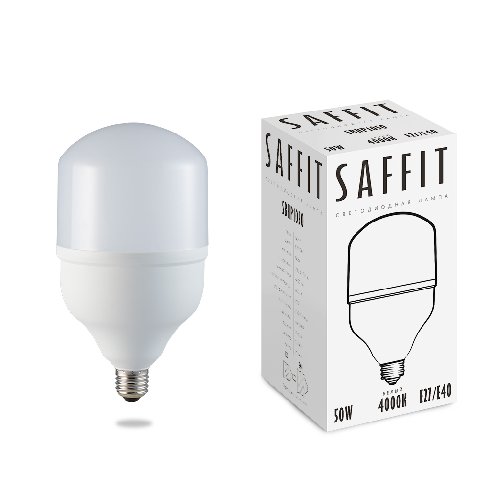 картинка Лампа светодиодная SAFFIT SBHP1050 E27-E40 50W 4000K(АРТ.55094) от интернет магазина Ampertorg