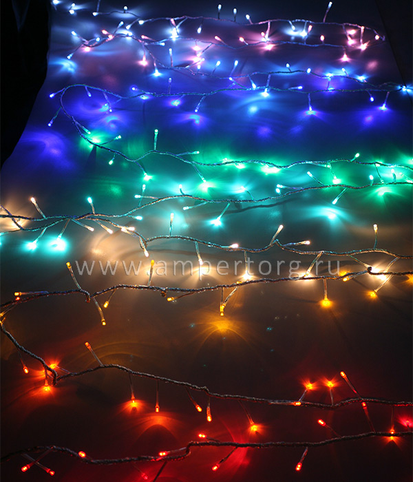 картинка Новогодняя гирлянда светодиодная нить бегущий огонь. 10 метров. Цвет свечения мульти 10 цветов. (арт.EST200-SH10-1M) от интернет магазина Ampertorg