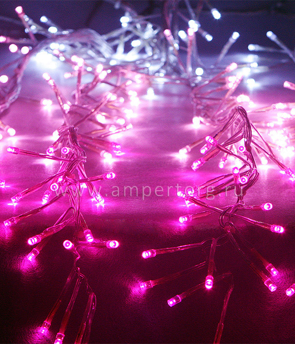 картинка Светодиодная гирлянда бахрома бегущий огонь. Размер 1,75 x 0,4 м. Цвет свечения белый - розовый. (арт.ESI160-SH10-1WP) от интернет магазина Ampertorg