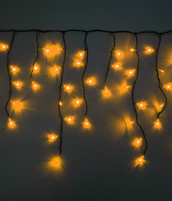 картинка Гирлянда уличная Бахрома LED 12 метров, желтый свет, с флэш эффектом, черный провод. от интернет магазина Ampertorg