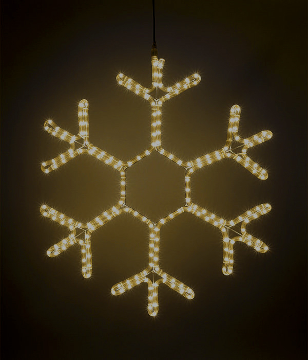 картинка Светодиодная снежинка 40х40см.из дюралайта,цвет свечения теплый белый(арт.at0006) от интернет магазина Ampertorg