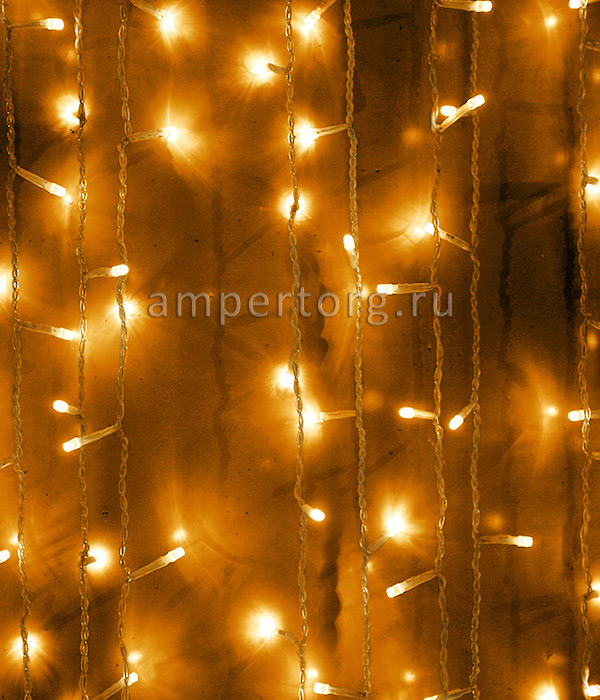 картинка Светодиодный занавес 2x3м, прозрачный провод,цвет желтый(арт.PCL602-10-2Y) от интернет магазина Ampertorg