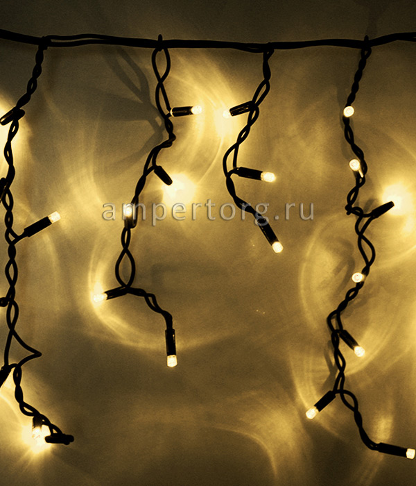картинка Гирлянда бахрома уличная теплый свет без мерцания 3м.Черный провод каучук от интернет магазина Ampertorg