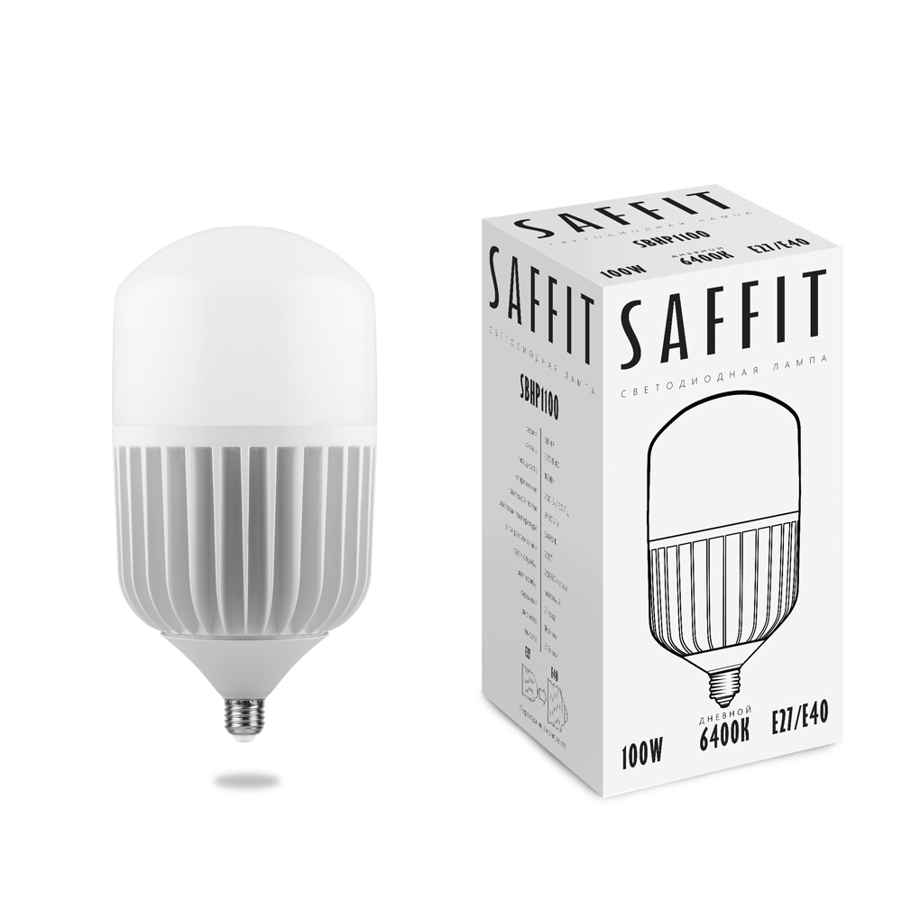 картинка Лампа светодиодная SAFFIT SBHP1100 100W 6400K 230V Е27-E40(АРТ.55101) от интернет магазина Ampertorg