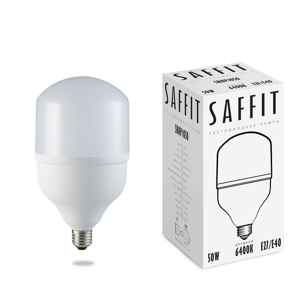 картинка Лампа светодиодная SAFFIT SBHP1050 E27-E40 50W 6400K(АРТ.55095) от интернет магазина Ampertorg