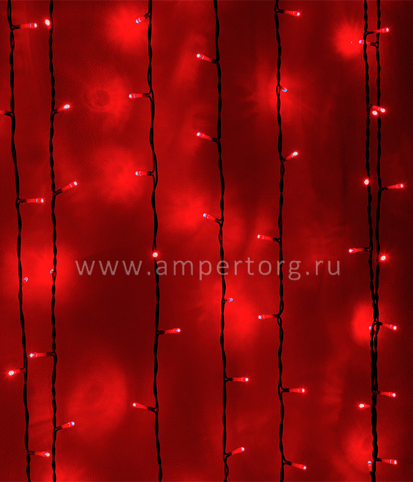 картинка Светодиодный занавес 2x3м, черный провод,цвет красный(арт.PCL602-11-2R) от интернет магазина Ampertorg