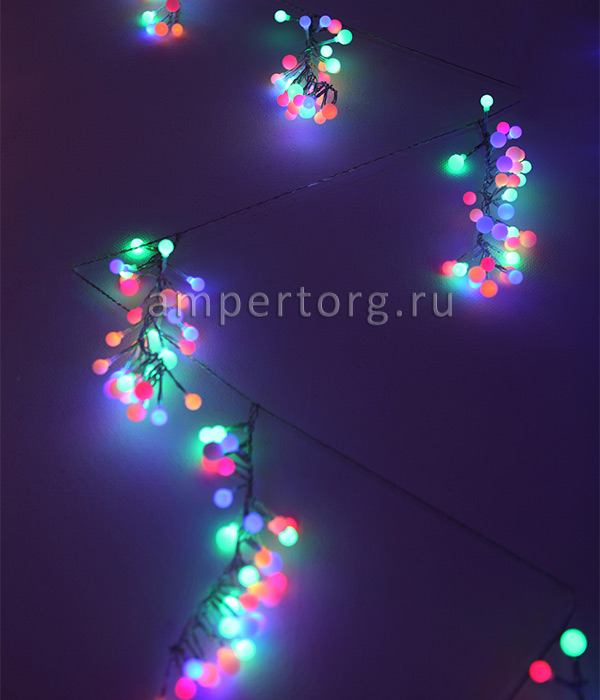 картинка Светодиодная гирлянда Грозди винограда.Размер 6 м x 0,3 м. Цвет свечения мульти. (арт.JY1009) от интернет магазина Ampertorg