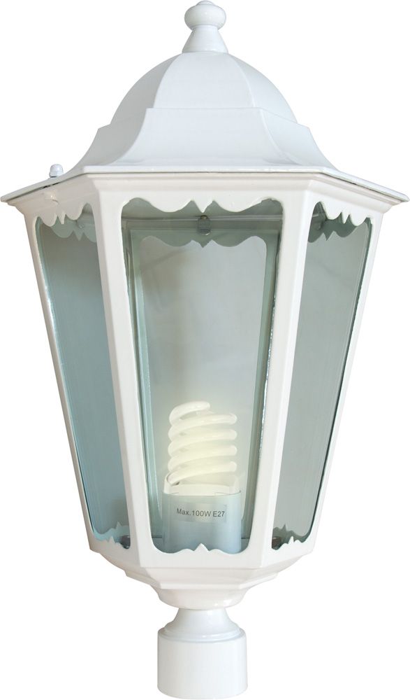 картинка Светильник садово-парковый Feron 6103 шестигранный на столб 60W,E27,230V,белый(арт.11055) от интернет магазина Ampertorg