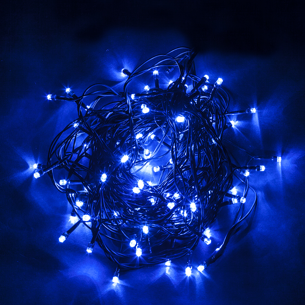 картинка Гирлянда линейная CL05 , 100 LED синий, 10м +1.5м (с контроллером) зеленый шнур от интернет магазина Ampertorg
