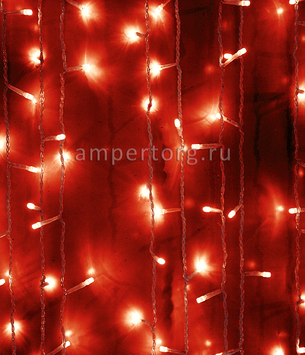 картинка Светодиодный занавес 2x2м, прозрачный провод,цвет красный, мерцание,(арт.PCL402BL-10-2R) от интернет магазина Ampertorg