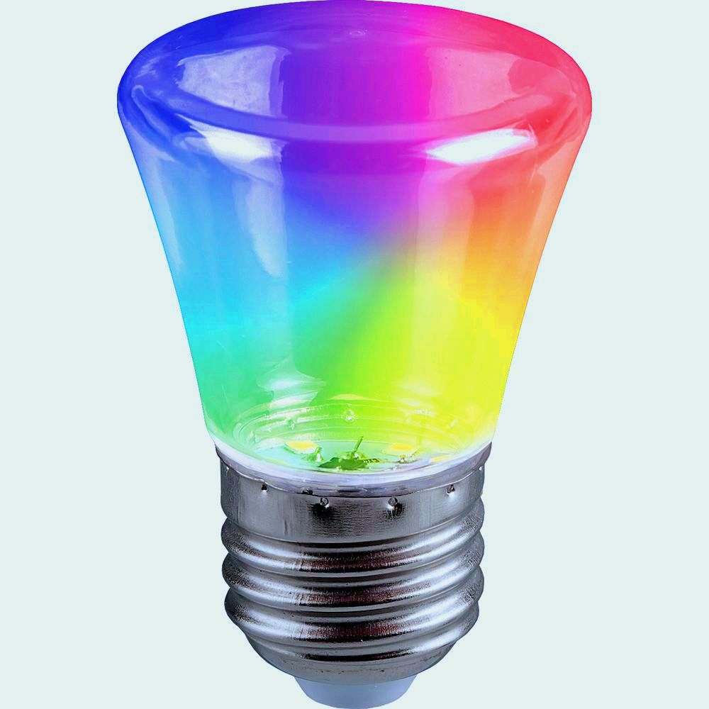 картинка Лампа светодиодная для гирлянд белт лайт LB-372 (1W) 230V E27 RGB Колокольчик  прозрачный плавная смена цвета 38134 от интернет магазина Ampertorg