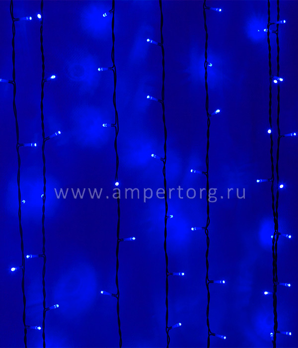 картинка Светодиодный занавес 2x3м, черный провод,цвет синий(арт.PCL602-11-2B) от интернет магазина Ampertorg