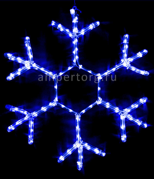 картинка Светодиодная снежинка 70см.Цвет свечения синий от интернет магазина Ampertorg