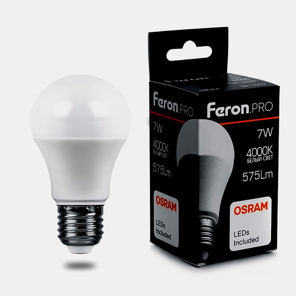 картинка Лампа светодиодная FERON LB-1007 (7W) 230V E27 4000K A55 OSRAM LED 38024 от интернет магазина Ampertorg