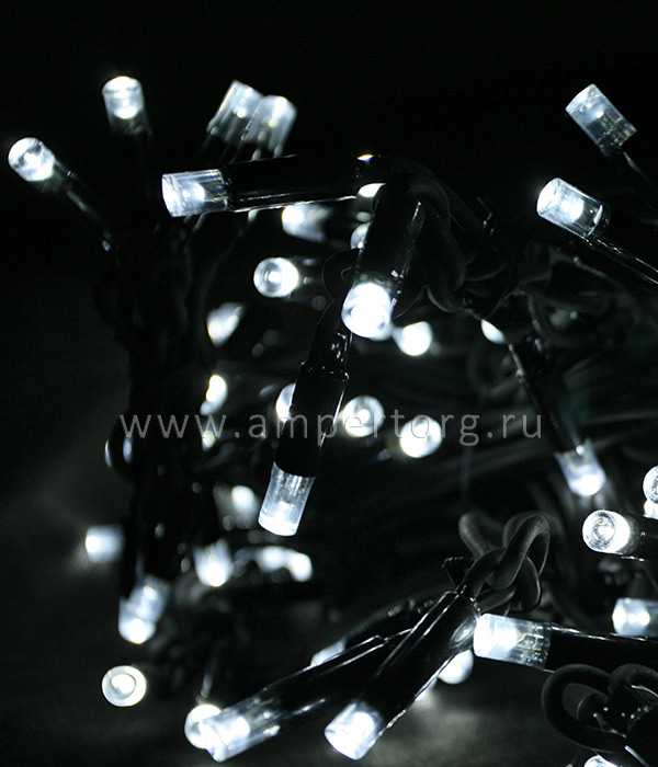 картинка Светодиодная нить с  мерцанием 100% 10м, 220-230V, черный провод,цвет холодный белый(арт.LL75ABL-1-2W) от интернет магазина Ampertorg