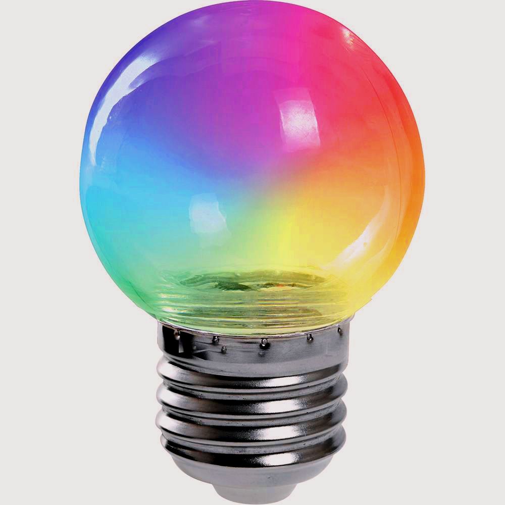 картинка Лампа светодиодная для гирлянд белт лайт LB-37 (1W) 230V E27 RGB  G45 прозрачный плавная смена цвета 38132 от интернет магазина Ampertorg