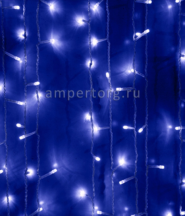 картинка Светодиодный занавес 2x3м, прозрачный провод,цвет синий(арт.PCL602-10-2B) от интернет магазина Ampertorg