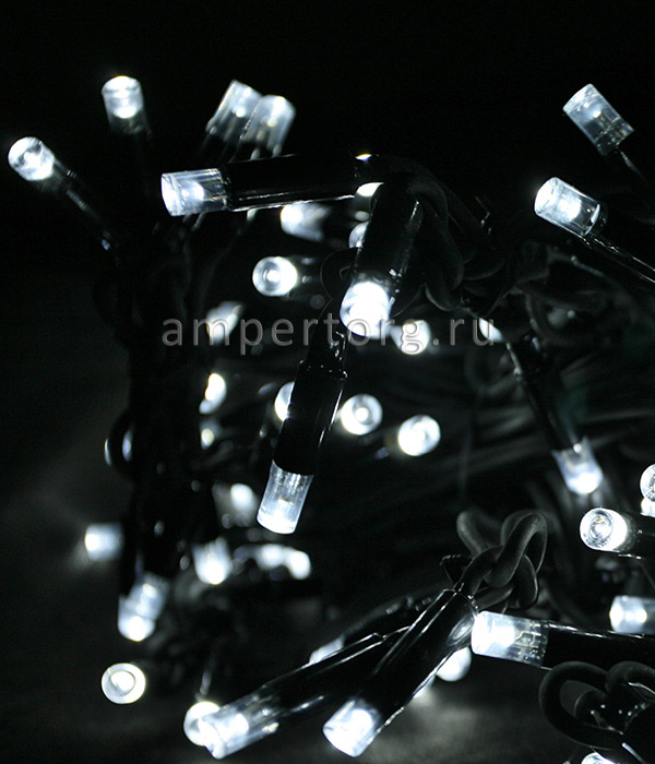 картинка Светодиодная нить уличная 10м, 220-230V,черный провод,цвет холодный белый(арт.at0003) от интернет магазина Ampertorg