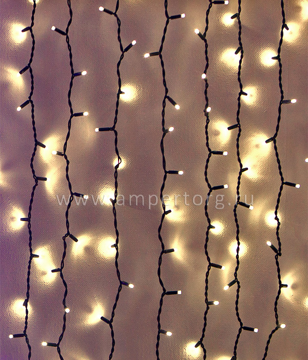 картинка Светодиодный занавес 1x9м, черный провод,цвет теплый белый(арт.LL901-1-2WW) от интернет магазина Ampertorg